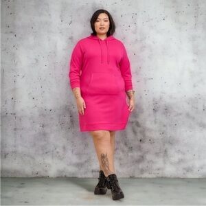Torrid Pink At the Knee Cupro Hoodie Dress 2X